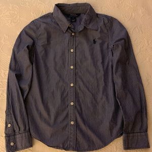 Polo blouse Ralph Lauren. Striped white & blue.